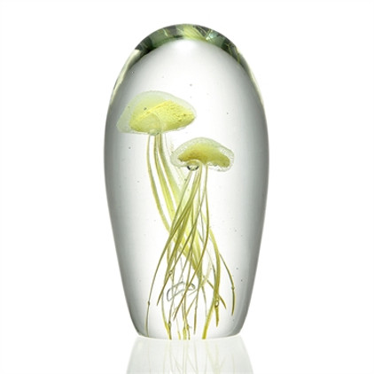 SPI Home Art Glass Yellow Jellyfish Duo 6 inch Glow in Dark