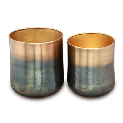 SPI Home Burnt Brass Finish Planter Holders Set of 2