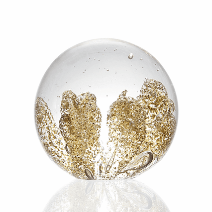 SPI Home Gold Coral Glass Sphere / Paper Weight