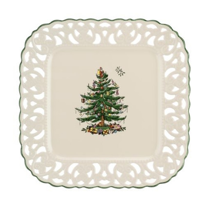 Spode Christmas Tree Peppermint Square Pierced Platter