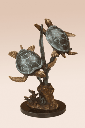 Sea Turtle Duet with Seagrass Sculpture by SPI Home
