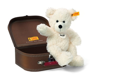 Steiff Lotte Teddy Bear In Brown Suitcase White Stuffed Animal