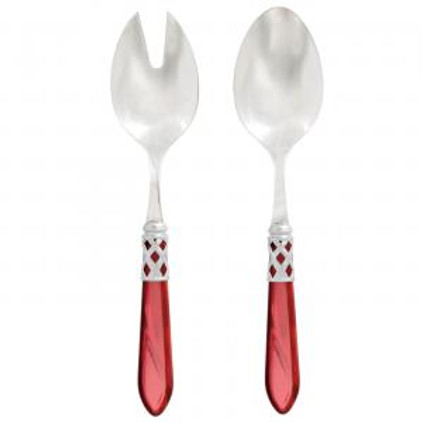 Vietri Aladdin Brilliant Red Salad Server Set