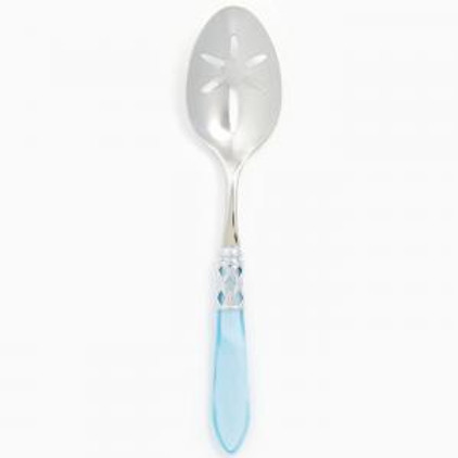 Vietri Aladdin Brilliant Light Blue Slotted Serving Spoon