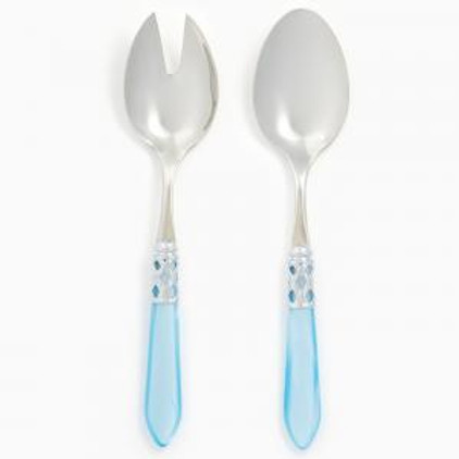 Vietri Aladdin Brilliant Light Blue Salad Server Set