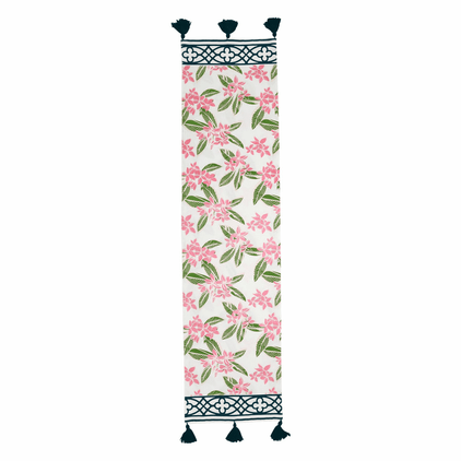 Vietri Bohemian Linens Navy/Pink Table Runner