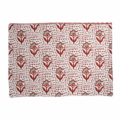 Vietri Bohemian Linens Gray Orange Reversible Placemats - Set of 4