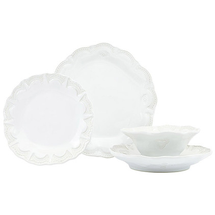 Vietri Incanto Stone White Lace Four-Piece Place Setting