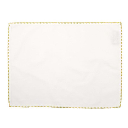 Vietri Cotone Linens Ivory Placemats with Gold Stitching - Set of 4