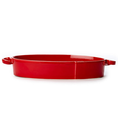 Vietri Lastra Red Handled Oval Baker