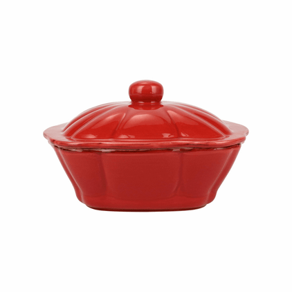 Vietri Italian Bakers Red Square Covered Casserole Dish