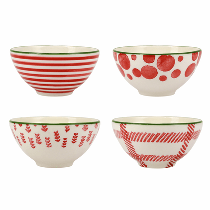 Vietri Mistletoe Assorted Dipping Bowls - Set of 4