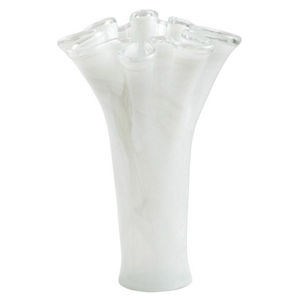 VIETRI Onda Glass White Tall Vase