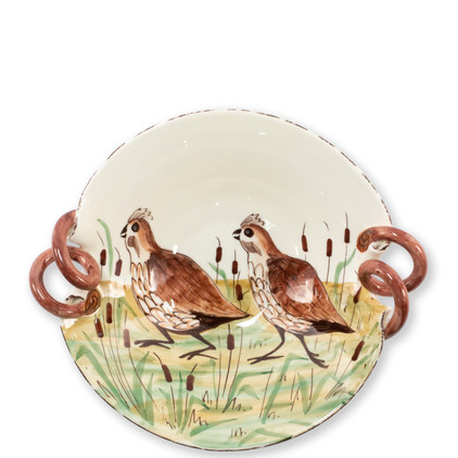 Vietri Wildlife Quail Scallop Handled Bowl
