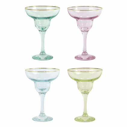 VIETRI Rainbow Assorted Margarita Glasses - Set of 4