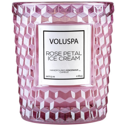 Voluspa Rose Petal Ice Cream Classic Textured Candle