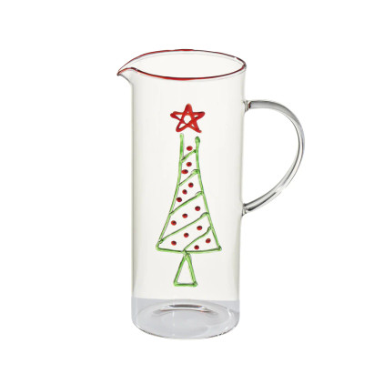 Abigails Christmas Pitcher with Green Stripes