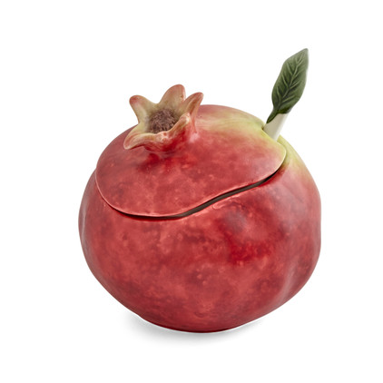 Portmeirion Natures Bounty Pomegranate Jam Jar with spoon