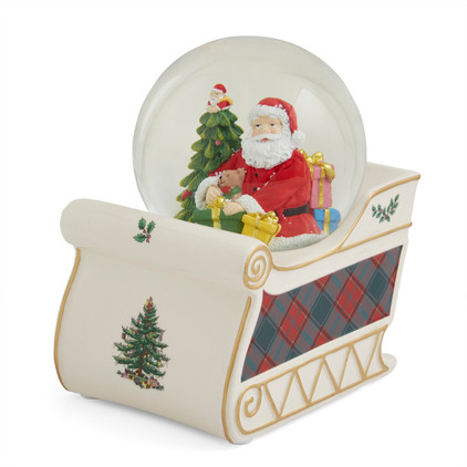 Spode Christmas Tree Figural Santa Santa Sleigh Snow Globe -  Jolly Old St Nicholas