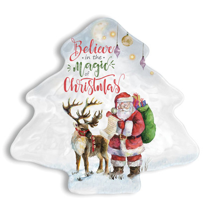 Michel Design Believe Melamine Serveware Christmas Tree Plate