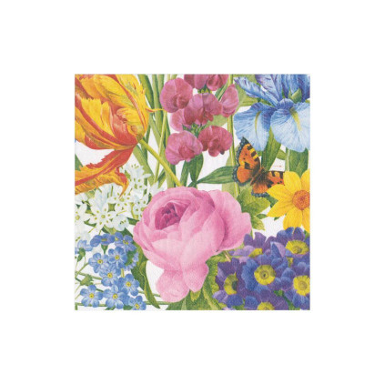 Caspari Redoute Floral Ivory Cocktail Napkins (20)