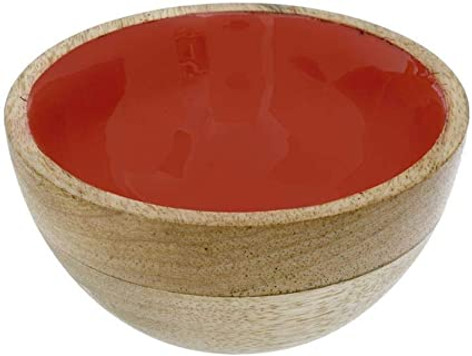 Indaba Wood & Enamel Bowl Crimson