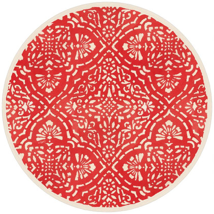 Caspari Annika Round 13.5 inch Red Paper Placemats (12)
