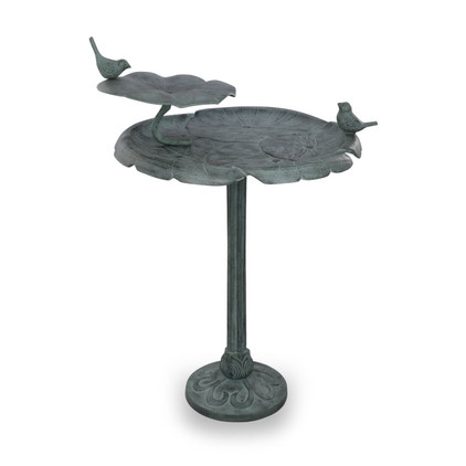 SPI Home Bird Chat on Lotus Birdbath & Birdfeeder