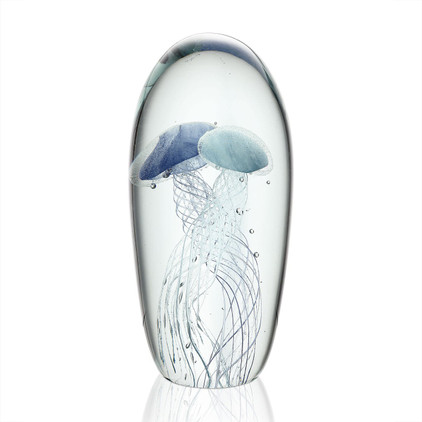 SPI Home Art Glass Shades of Blue Jellyfish Pair (Glow in the Dark)