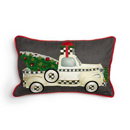 MacKenzie Childs Farmhouse Holiday Truck Pillow