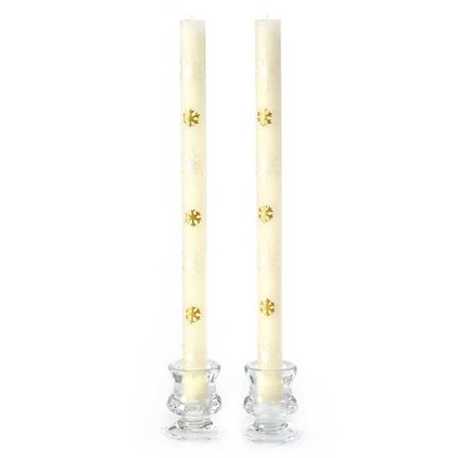 MacKenzie Childs Snowflake Dinner Candles Gold/Pearl (Set of 2)