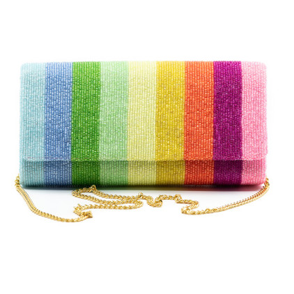 Tiana Designs Bright Multi Stripe Beaded Bag