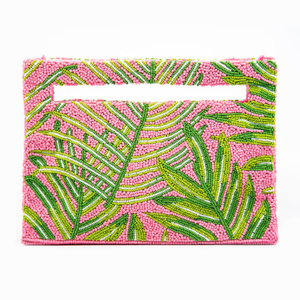 Tiana Designs Palm Leaves with Pink Beaded Clutch