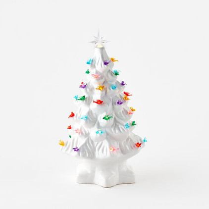 180 Degrees Vintage White Ceramic Tree with Birds