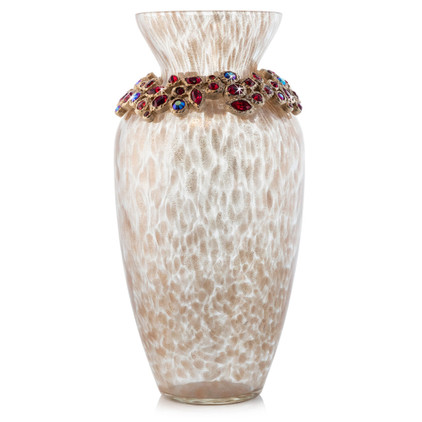 Jay Strongwater Bejeweled Vase -Ruby