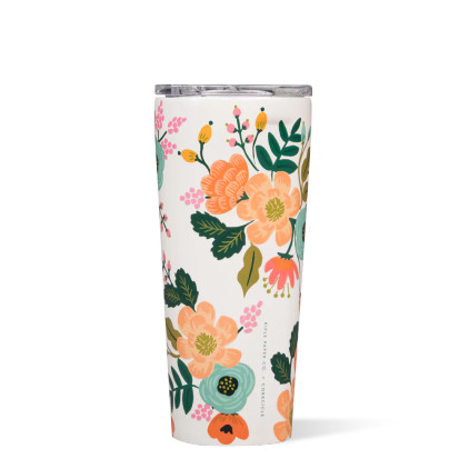 Corkcicle Tumbler 24oz Rifle Paper Gloss Cream Lively Floral