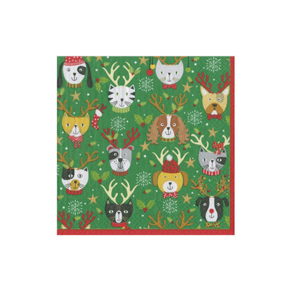 Caspari Pets In Antlers Cocktail Napkins