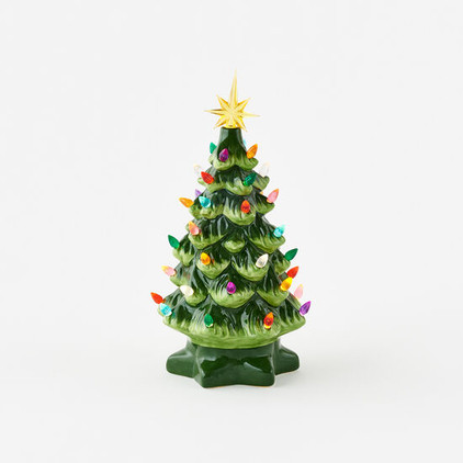 180 Degrees Vintage Green Lighted Small 14 Inch Ceramic Tree