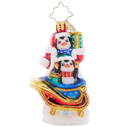 Christopher Radko Silliest Sleigh Ride Penguin Gem Ornament
