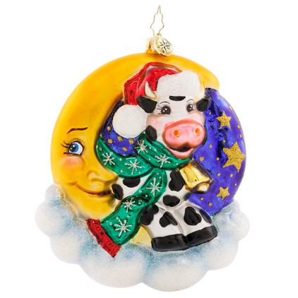 Christopher Radko Cow Over The Moon Ornament