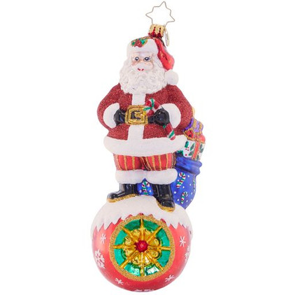 Christopher Radko On Top Of It Santa Ornament