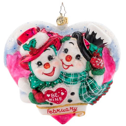 Christopher Radko Forever And Always Snowmen Valentine's Day Ornament
