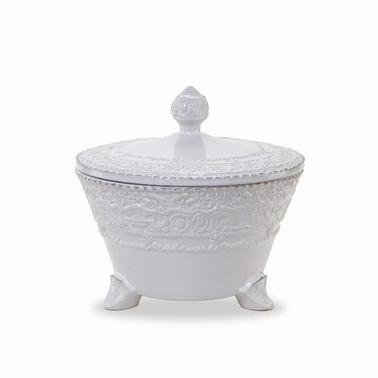 Arte Italica Renaissance White Footed Bowl with Lid