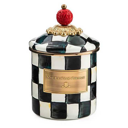 Mackenzie Childs Courtly Check Enamel Canister - Demi