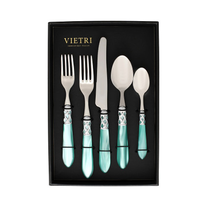 Vietri Aladdin Brilliant Aqua Five-Piece Place Setting  Set of 4