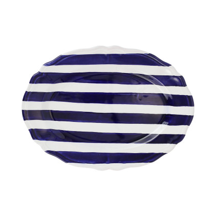 Vietri Amalfitana Cobalt Stripe Oval Platter