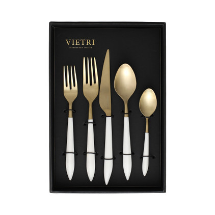 Vietri Ares Oro & White Five-Piece Place Setting  Set of 4