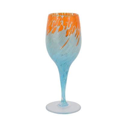 Vietri Nuvola Orange and Light Blue Wine Glass