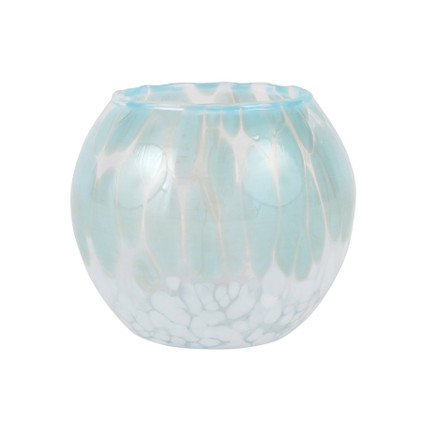 Vietri Nuvola Light Blue and White Round Bud Vase