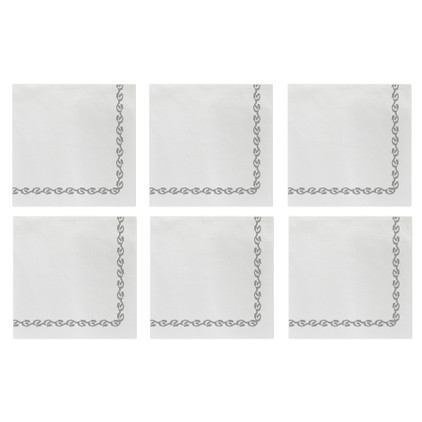 Vietri Papersoft Napkins Florentine Light Gray Cocktail Napkins (Pack of 20) - Set of 6